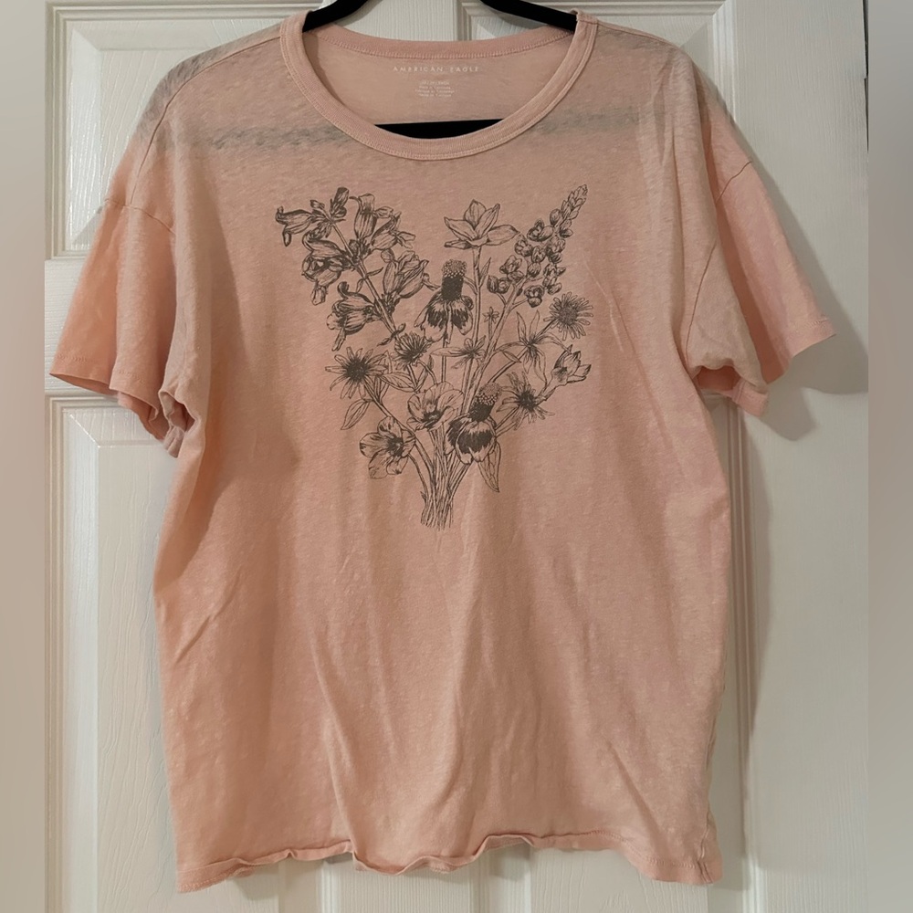 American Eagle Floral Graphic Oversized Floral Tee